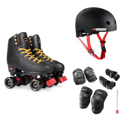 Rookie Rollerskates BUMP Rollerdisco Quad Skates Black Bundle