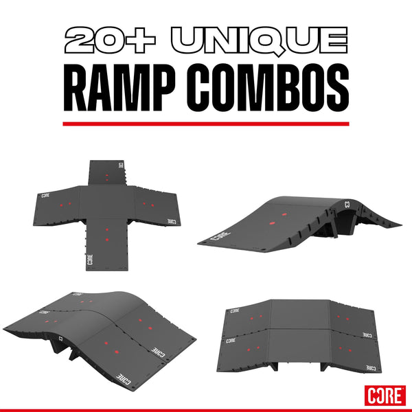 CORE Skate Ramp - Mini Wave Ramp Set (2 Kickers & Bridge) Accessories - Single Unit