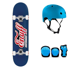 Enuff Classic Logo Blue Complete Skateboard Bundle - SFR Helmet & Pads - 7.75"