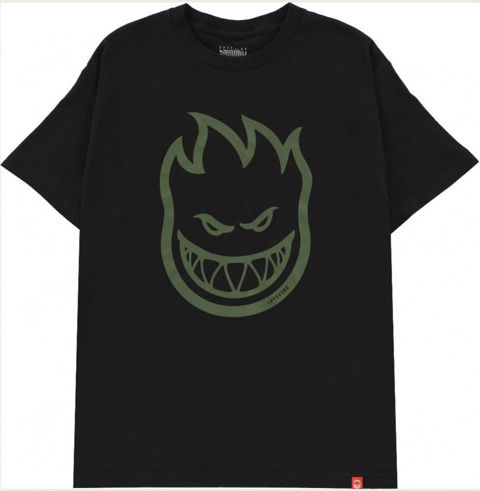 Spitfire T-Shirt Bighead - Black / Olive Print - Skatewarehouse.co.uk