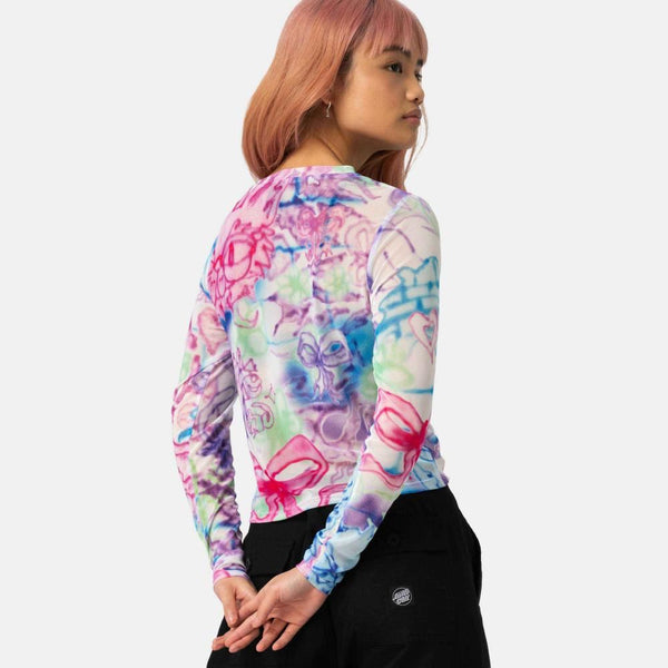 Santa Cruz Womens L/S Top Strip Digi Mesh LS Top - Critter - Skatewarehouse.co.uk