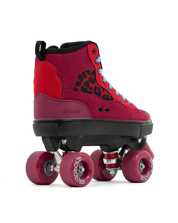 Rio Roller Beats Quad Skates - Red / Leopard