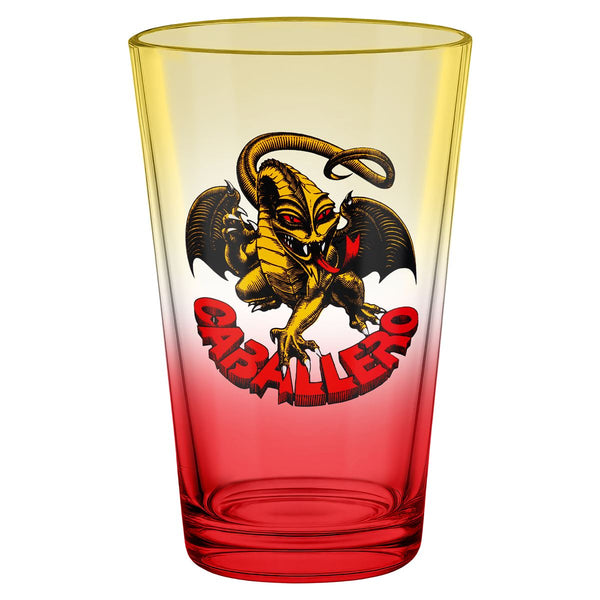 Powell-Peralta Pint Glass • OG Caballero Dragon • Yellow / Red Fade Skateboard Deck