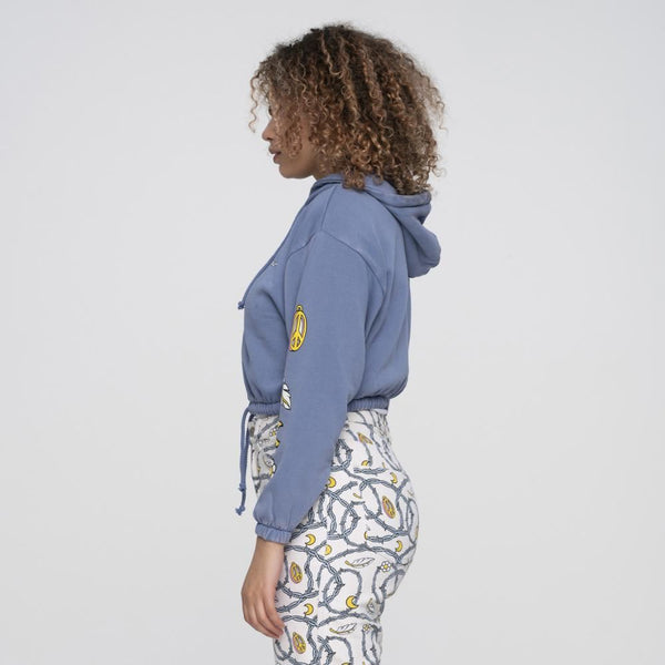 Santa Cruz Womens Hood Peace Strip Zip Hood - Navy Wash - Skatewarehouse.co.uk