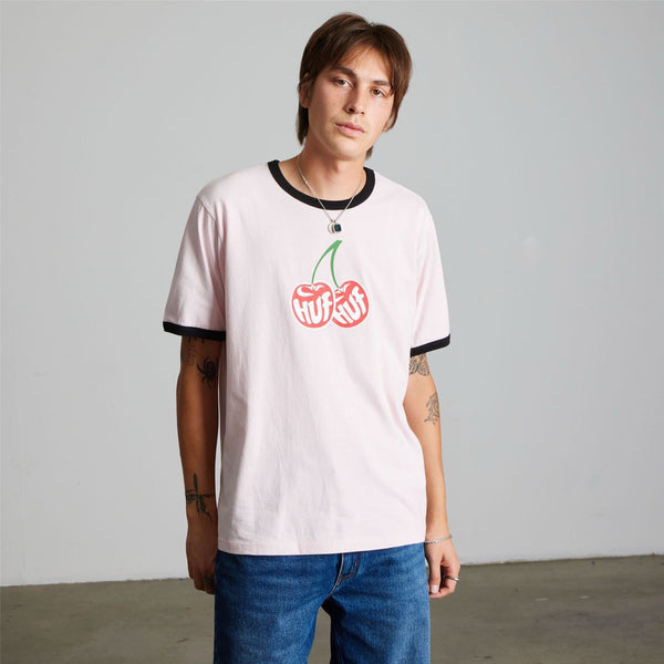 HUF Cherries Ringer Tee (Dusty Pink)