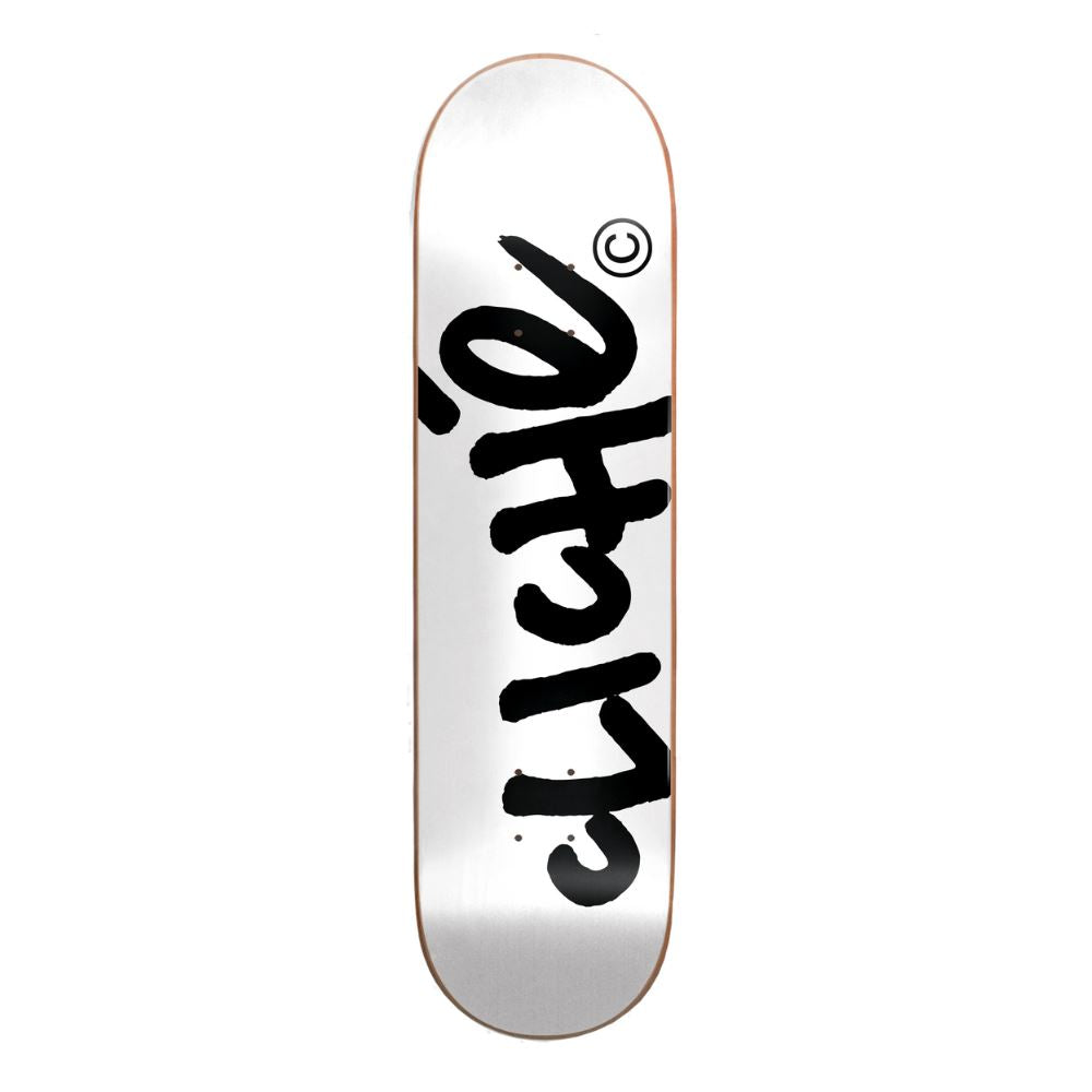 Cliché Handwritten White / Black Skateboard Deck - 8.25"