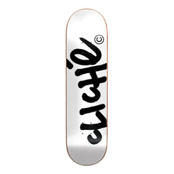 Cliché Handwritten White / Black Skateboard Deck - 8.25"