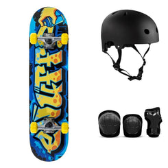 Enuff Graffiti II Yellow Complete Skateboard Bundle - SFR Helmet & Pads