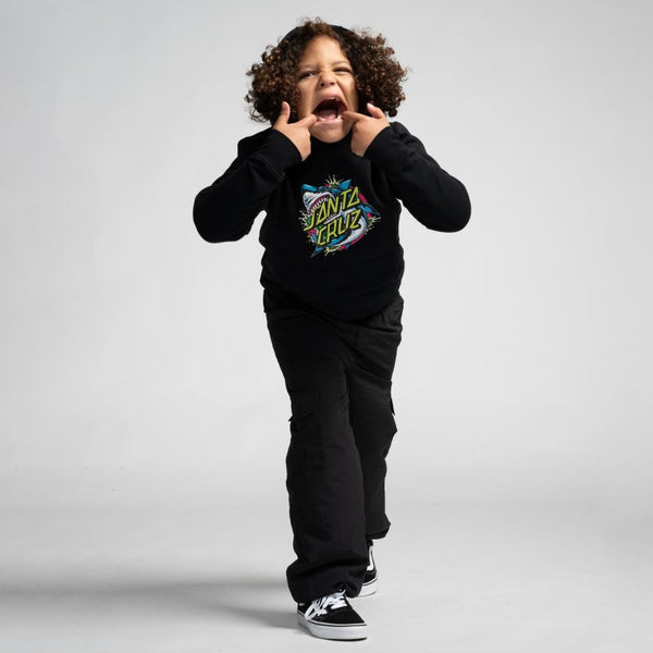 Santa Cruz Youth Hood Youth Shark Dot Front - Black - Skatewarehouse.co.uk