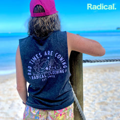 Radical. Rad Times Sleeveless T-shirt, Unisex - Acid Wash Black - Skatewarehouse.co.uk