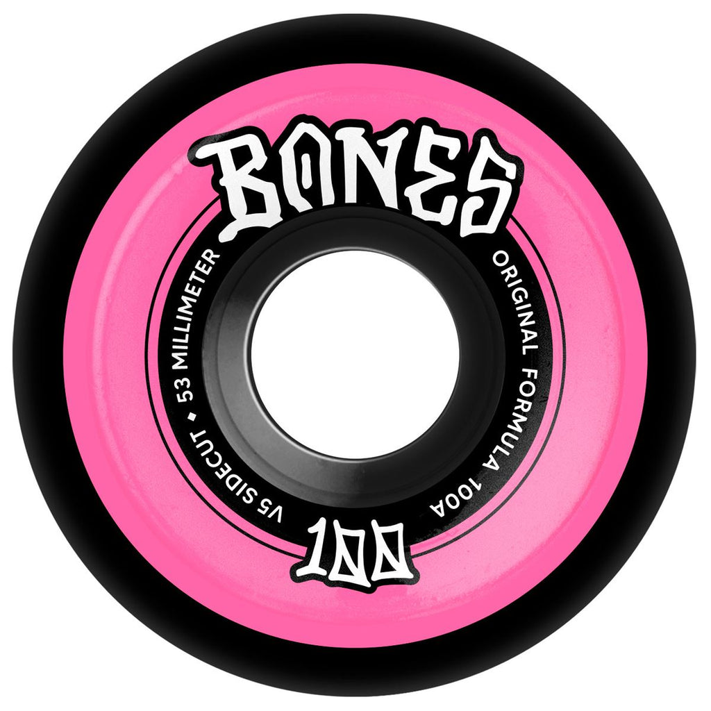 BONES Skateboard Wheels OG Formula • 100A • V5 Sidecut • Black - Skatewarehouse.co.uk