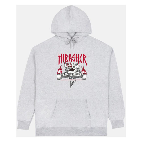 Thrasher x Toy Machine Hoody Monster-Gram - Ash Grey - Skatewarehouse.co.uk