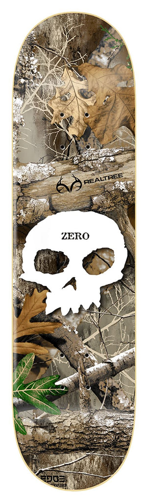 Zero x Realtree Skateboard Single Skull White Skateboard Deck - 8.5" - Skatewarehouse.co.uk