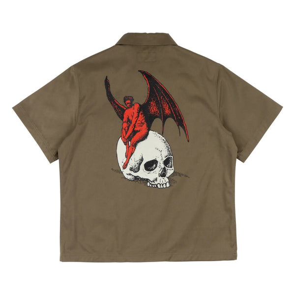 Welcome Skateboards Nephilim Zip-Up Twill Work Shirt (Stone) - S