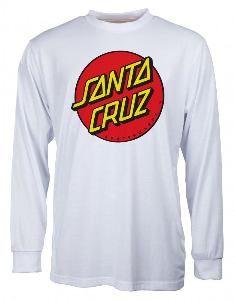 Santa Cruz Longsleeve T-Shirt Classic Dot L/S T-Shirt - White - Skatewarehouse.co.uk