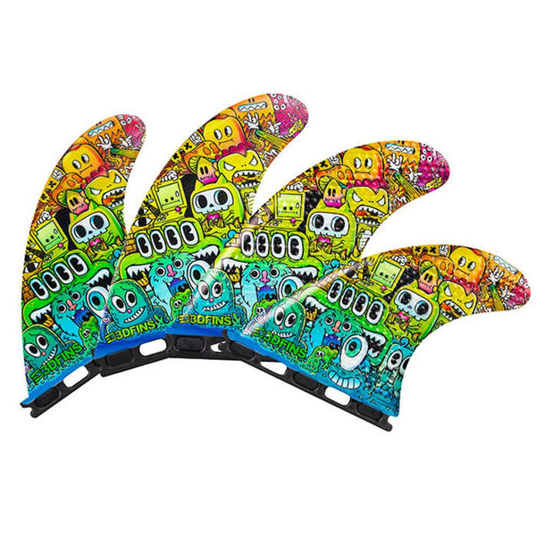 3D Fins - All Rounder Quad - Medium - Monsters (FCS1 / Futures)