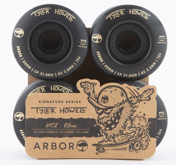 Arbor Signature Skateboard Wheels Vice Tyler Howell 75a - Black - Skatewarehouse.co.uk