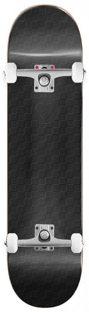 The Heart Supply Cosmic Checkboard Pearlescent Black With Embossed Art s x Venom Custom Complete Skateboard - 8.25