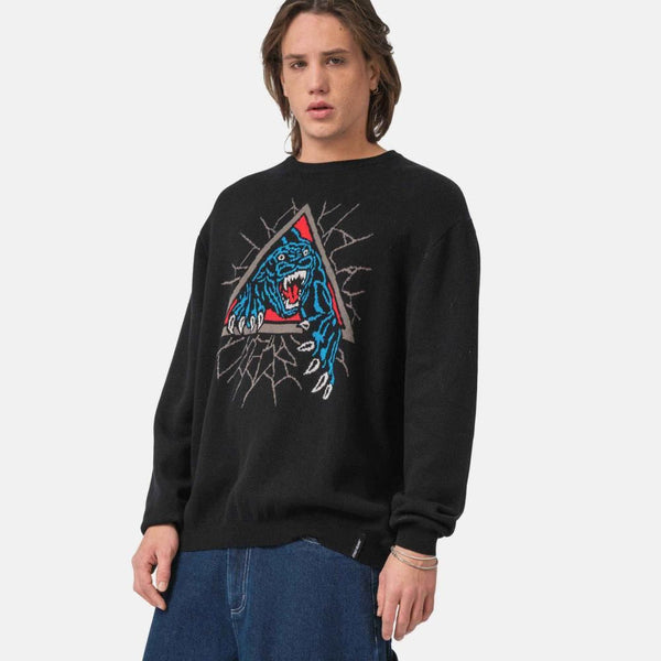 Santa Cruz Knit Crew Natas SC Panther Knit Crew - Black - Skatewarehouse.co.uk