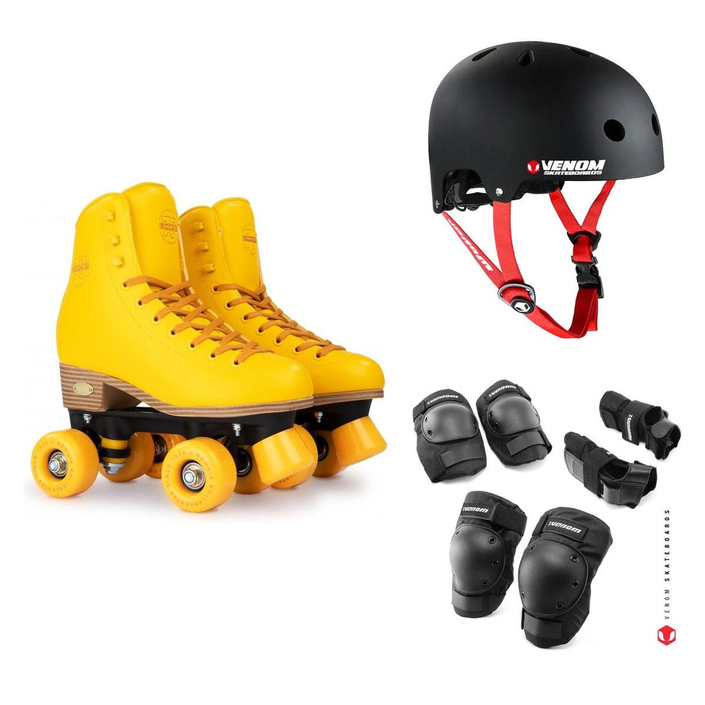 Rookie Rollerskates Classic 78 Quad Skates Yellow Bundle