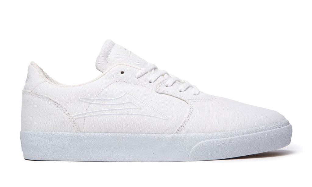 Lakai Cardiff Canvas Skate Shoes - White / White - Skatewarehouse.co.uk
