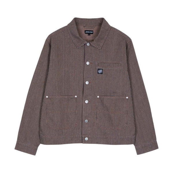 Santa Cruz Jacket Railroad Jacket - Brown Hickory Stripe - Skatewarehouse.co.uk