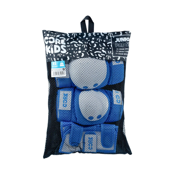 CORE Protection Junior Triple Pad Set (Knee / Elbow / Wrist) + Carry Bag - Blue - Skatewarehouse.co.uk