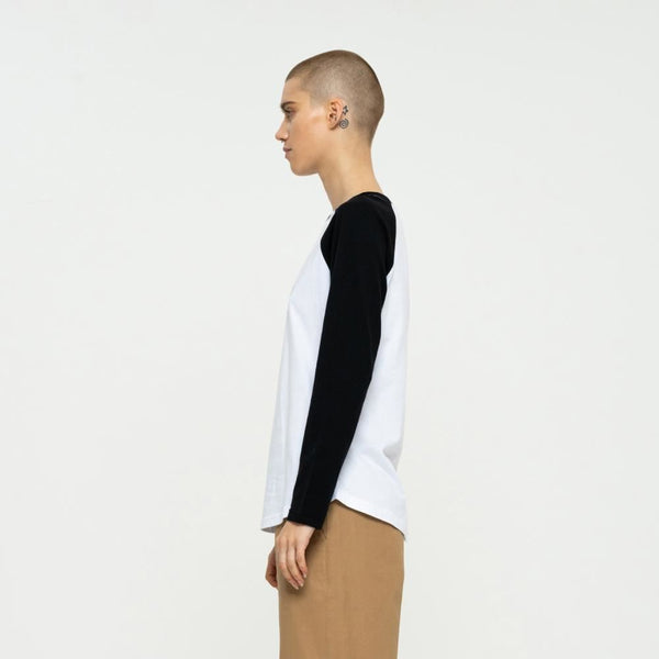 Santa Cruz Womens L/S T-Shirt Free Spirit Floral LS Baseball - White / Black - Skatewarehouse.co.uk