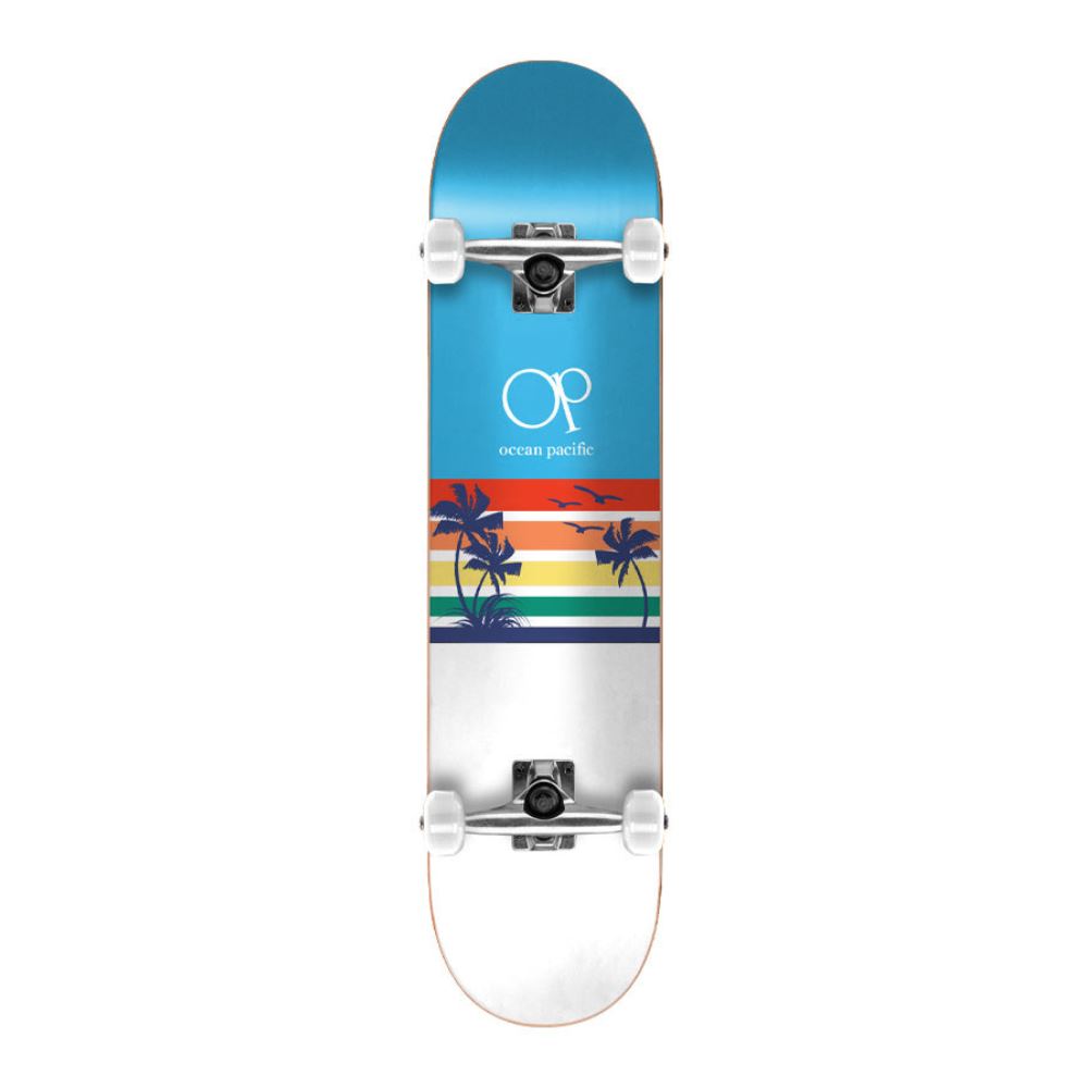 Ocean Pacific Sunset Park / Street Blue / White Complete Skateboard - 8.25"
