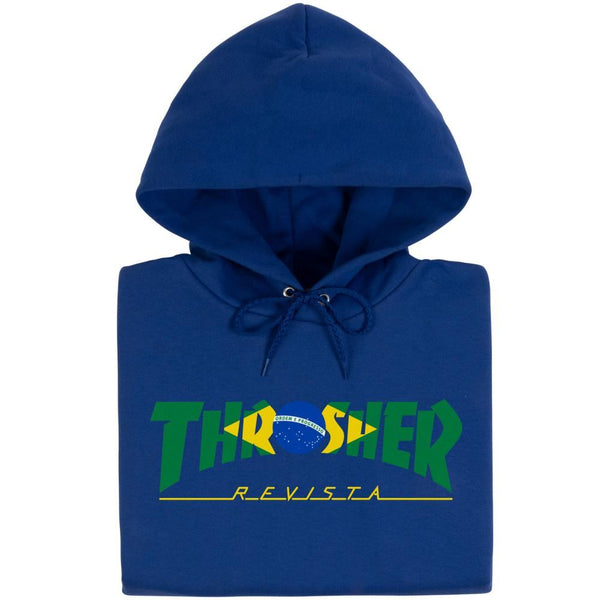 Thrasher Hoody Brazil Revista - Royal Blue - Skatewarehouse.co.uk