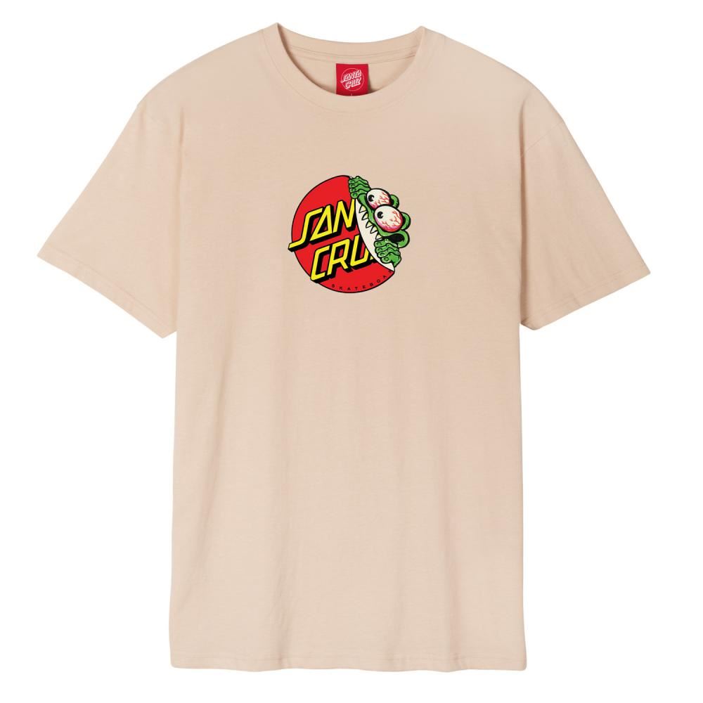 Santa Cruz T-Shirt Beware Dot Front T-Shirt - Oat - Skatewarehouse.co.uk