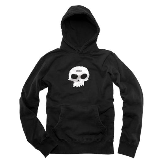 Zero Single Skull Pullover Hoodie Black White - Skatewarehouse.co.uk