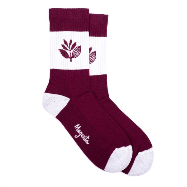 Magenta Stripe Socks Burgundy / White