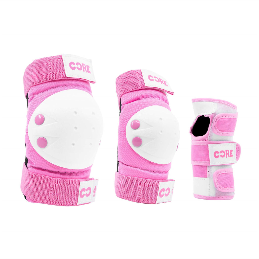 CORE Protection Junior Triple Pad Set (Knee / Elbow / Wrist) + Carry Bag - Pink - Skatewarehouse.co.uk