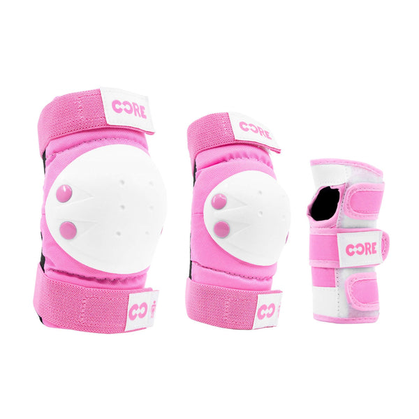 CORE Protection Junior Triple Pad Set (Knee / Elbow / Wrist) + Carry Bag - Pink - Skatewarehouse.co.uk