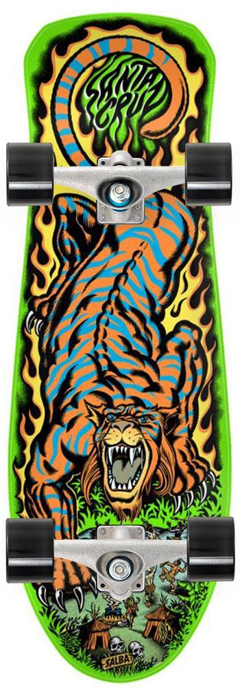 Santa Cruz Salba Tiger Reissue x Carver Custom Surf Skate Skateboard CX - 10.3