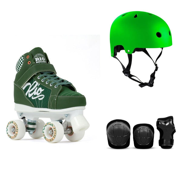 Rio Roller Mayhem II Quad Skates Green Bundle