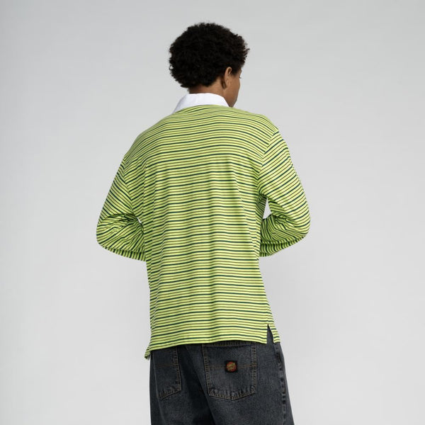 Santa Cruz L/S Polo Mini Hand Stripe - Matcha Stripe - Skatewarehouse.co.uk