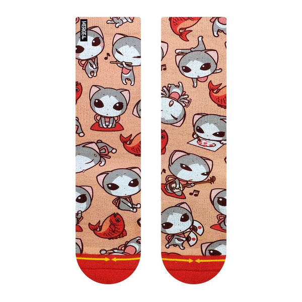 Merge4 Ryo Taniguchi Kitties Classic Crew Socks - Skatewarehouse.co.uk