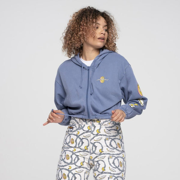 Santa Cruz Womens Hood Peace Strip Zip Hood - Navy Wash - Skatewarehouse.co.uk