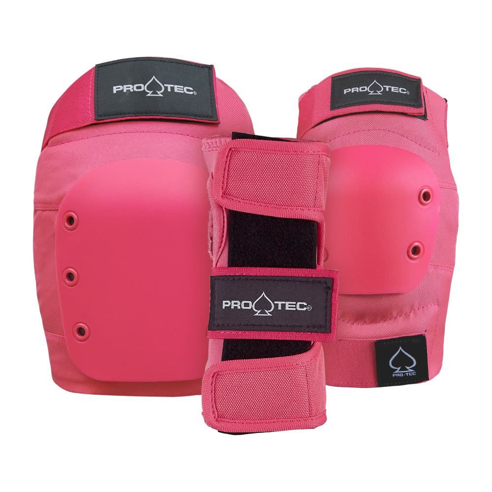 Pro-Tec Pads Street Adult 3-PK Pad Set Open - Pink - Skatewarehouse.co.uk