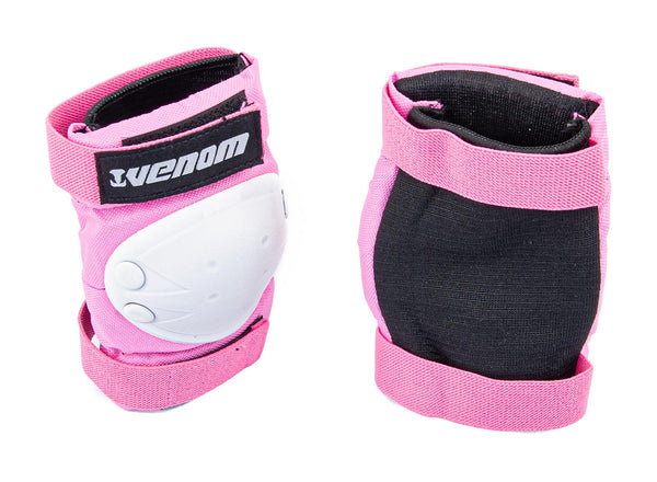 Venom Triple Knee/Elbow/Wrist Pad Set - Pink White - Skatewarehouse.co.uk