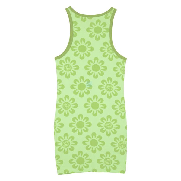 Santa Cruz Womens Dress Strip Racer Dress - Green Flowers
