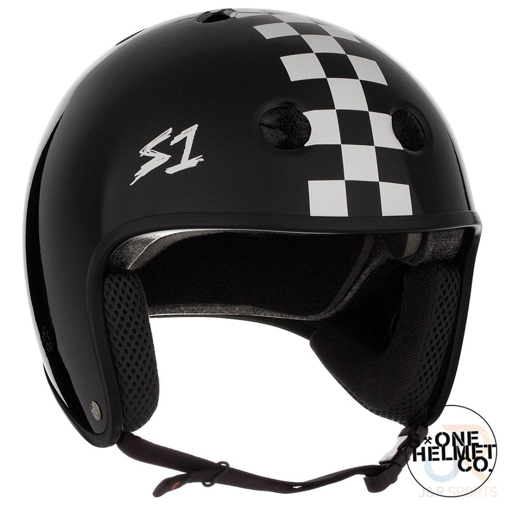 S1 RETRO Lifer Helmets - Black Gloss White Checker