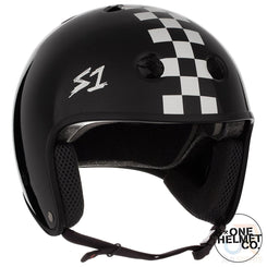 S1 RETRO Lifer Helmets - Black Gloss White Checker