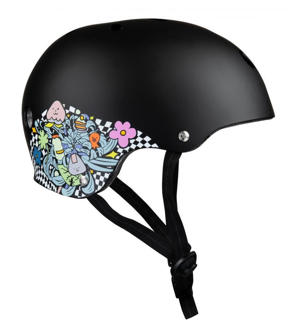 187 Killer Pads Certified Helmet Lizzie - Black / Floral - Skatewarehouse.co.uk