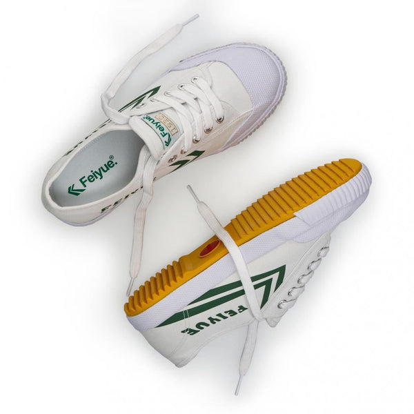 Feiyue Footwear Fe Lo 1920 Canvas Martial Arts/Gym/Lifing Shoes - White / Green - Skatewarehouse.co.uk
