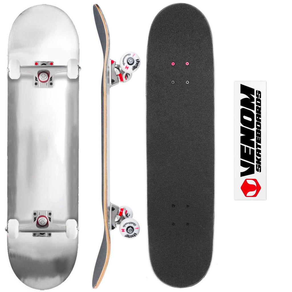 Venom Core Custom Complete Skateboard  - Silver/Raw - 8.0" - Skatewarehouse.co.uk