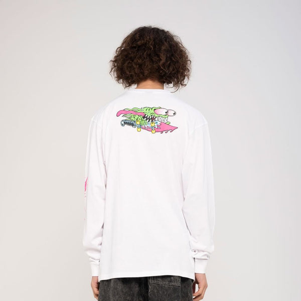 Santa Cruz Longsleeve T-Shirt Meek Slasher L/S T-Shirt - White - Skatewarehouse.co.uk
