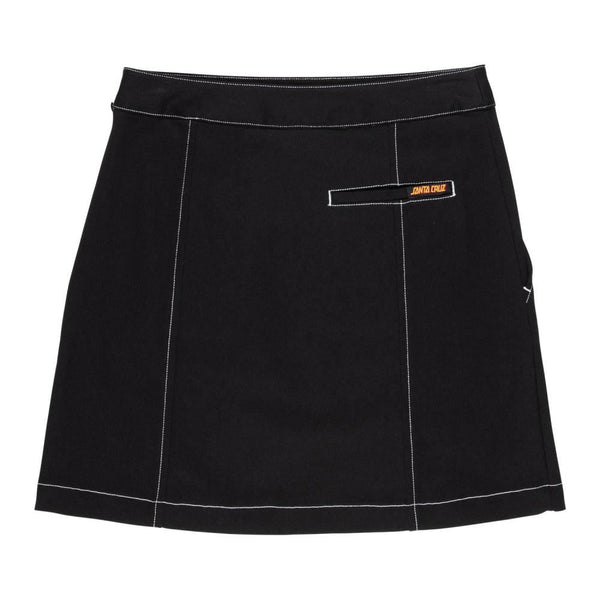 Santa Cruz Womens Skirt Nolan Mini Skirt - Black / White Stitch - Skatewarehouse.co.uk